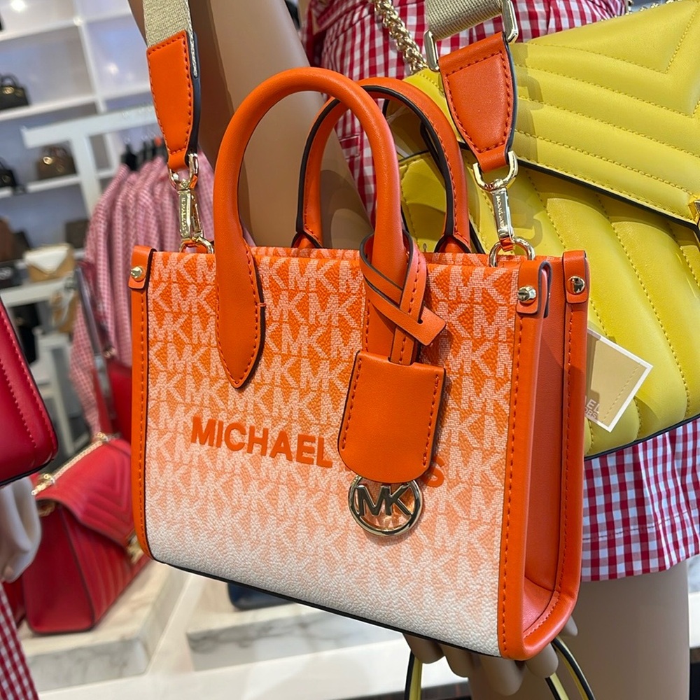 Michael Kors Mirella Extra-Small Ombré Logo Crossbody Shopper XBODY 
Poppy 
NWT - Picture 3 of 16